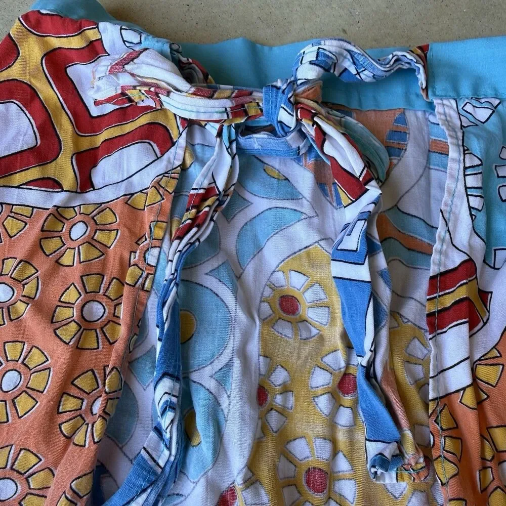 Vintage Retro Half Apron Patchwork Print Kitchen Tie Back 60s Style Grandmacore